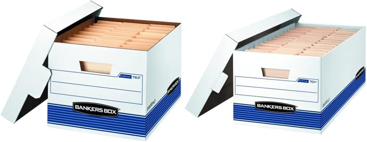 STOR/FILE Storage Boxes Value Pack of 30 (0076316) STOR/FILE File Storage Box, White, Blue, 20-Pack